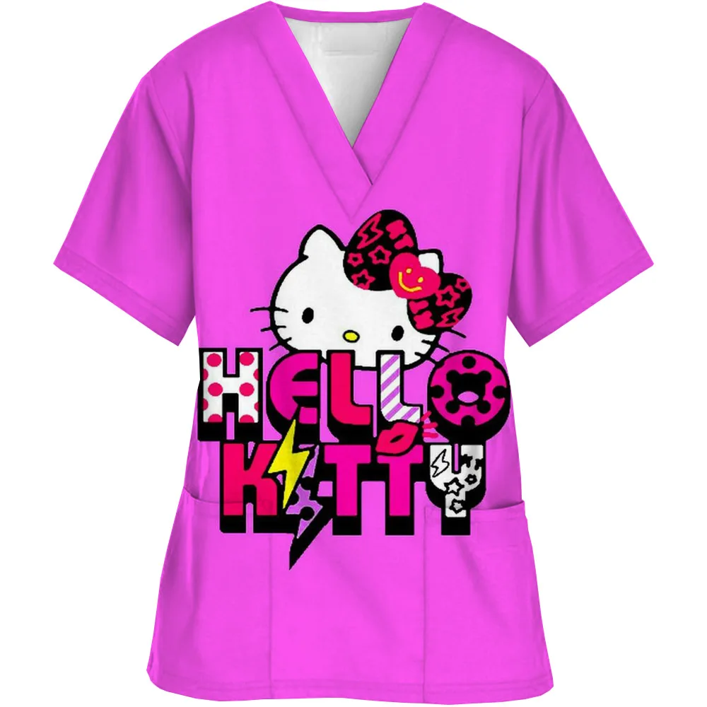 2024 топы-скрабы с принтом Hello Kitty женская рабочая форма для стоматолога униформа