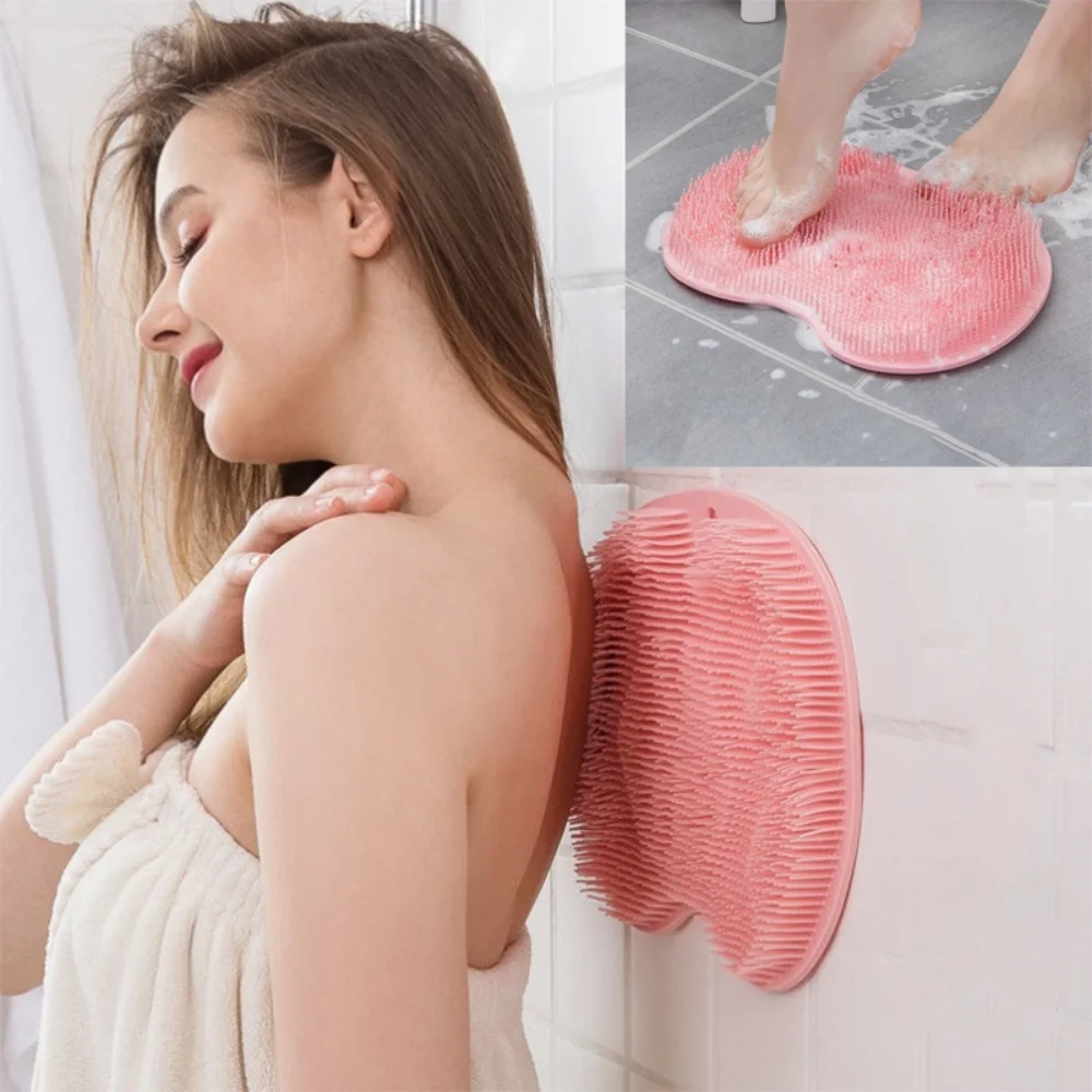 

Back Massage Bath Brush Foot Massage Cleaning Brush Non-slip Mat Silicone Exfoliating Shower Massage Body Bath Scraper Bathroom