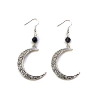 goth crescent moon crystal boho drop dangle earrings for women filigree charm jewelry wholesale