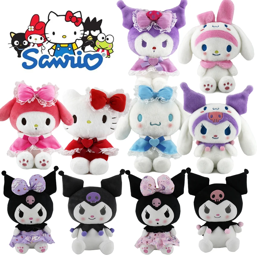 

25CM Sanrio Cartoon Kuromi Plush Toy Kawali Hello Kitty My Melody Cinnamoroll Soft Stuffed Doll Pendant Toys Girl Kids Xmas Gift