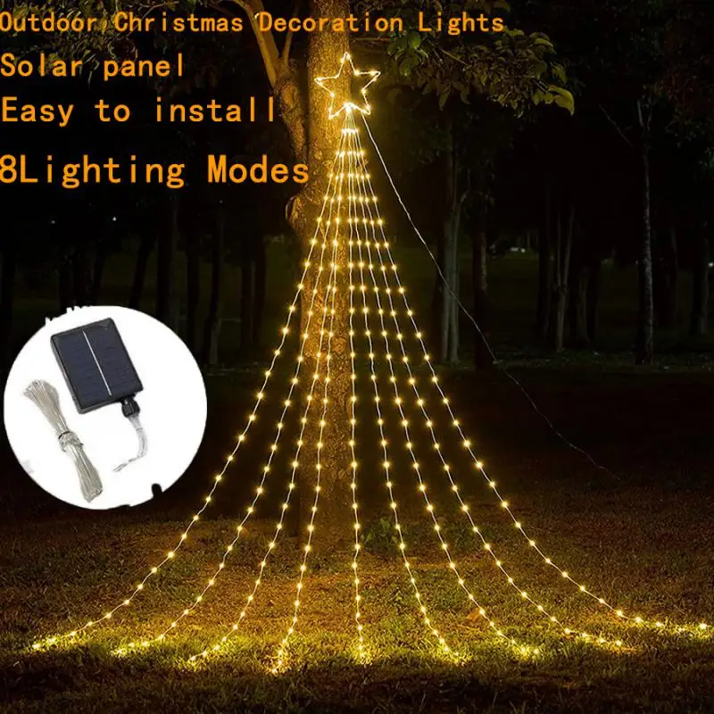 

350LED Christmas Lights Outdoor Waterfall Waterproof Solar Lights Meteor Flowing Star Rain LED String Light Christmas Wedding