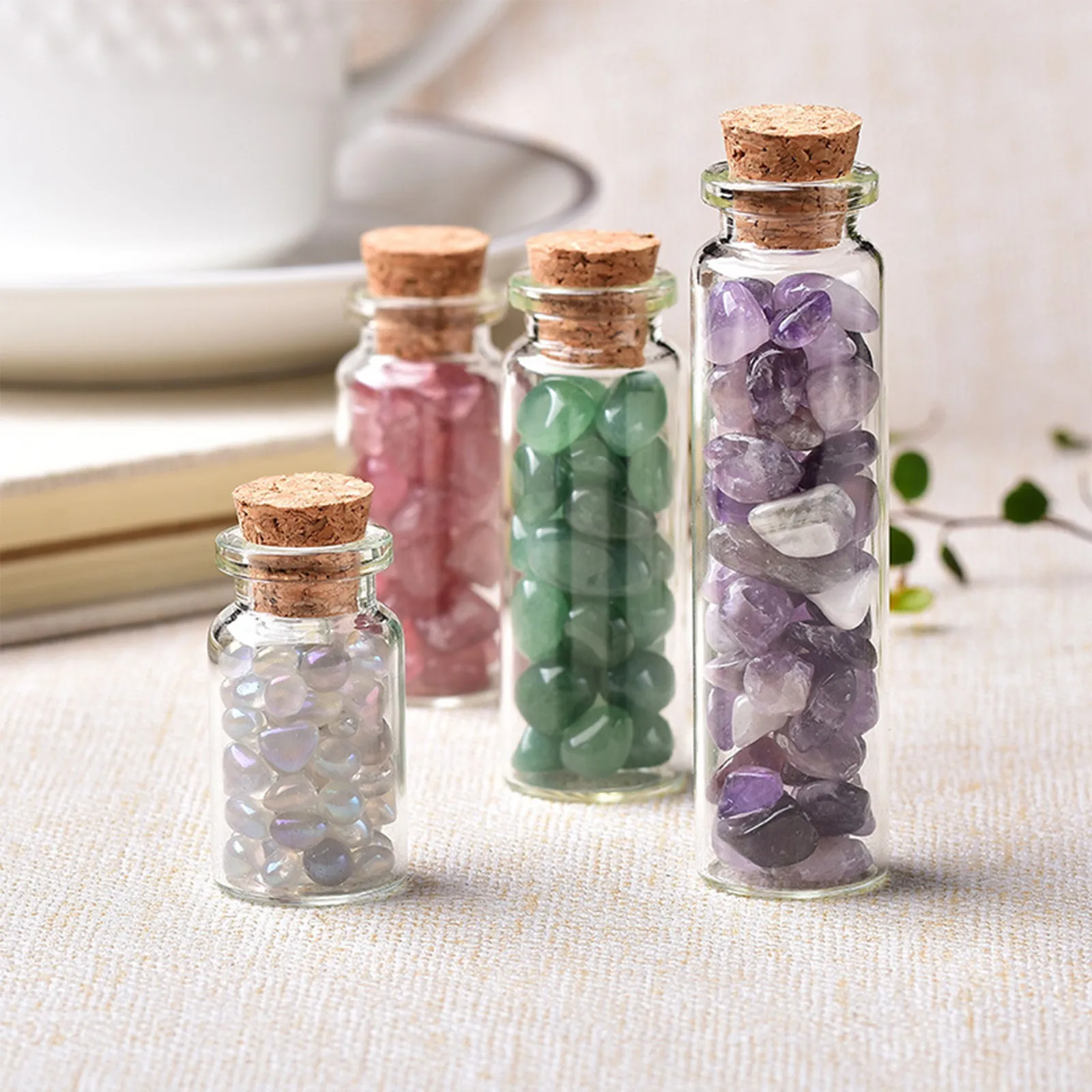 

2.2-3cm Mini Natural Crystal Mineral Gravel Glass Wishing Bottle Rock/agate/turquoise/obsidian/red Gem Healing Gift Home Decor