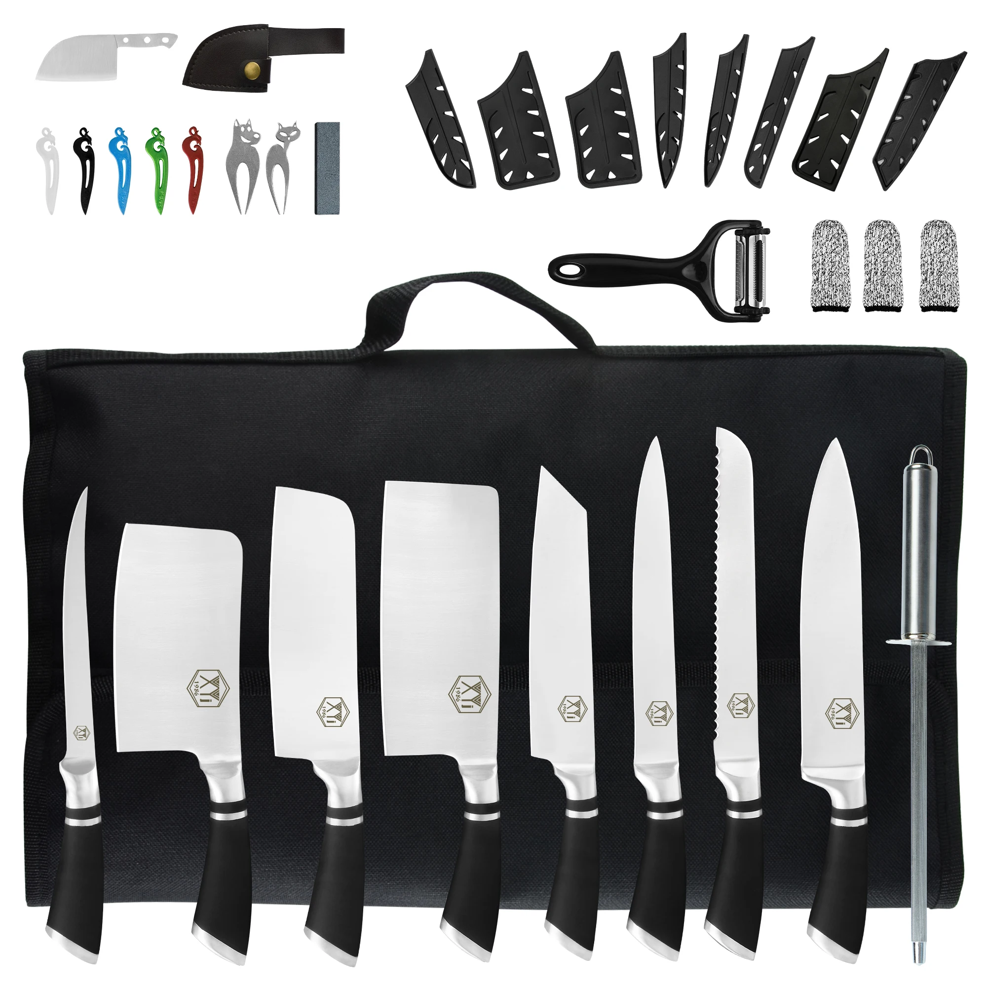 

XYj Stainless Steel 13Pcs Chef Knives Set Cooking Tools Multi-Function Kitchen Knives Durable Sharp Blade Non-Slip Knives Handle