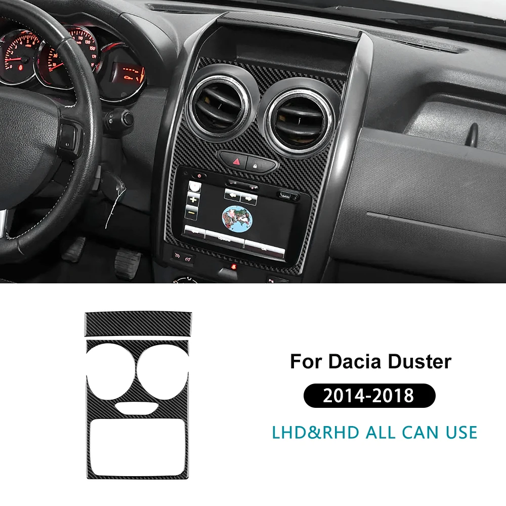 Для Dacia Duster 2014 2015 2016 2017 2018 Настоящая мягкая наклейка из углеродного волокна LHD RHD Автомобильный центральный экран управления, аксессуары