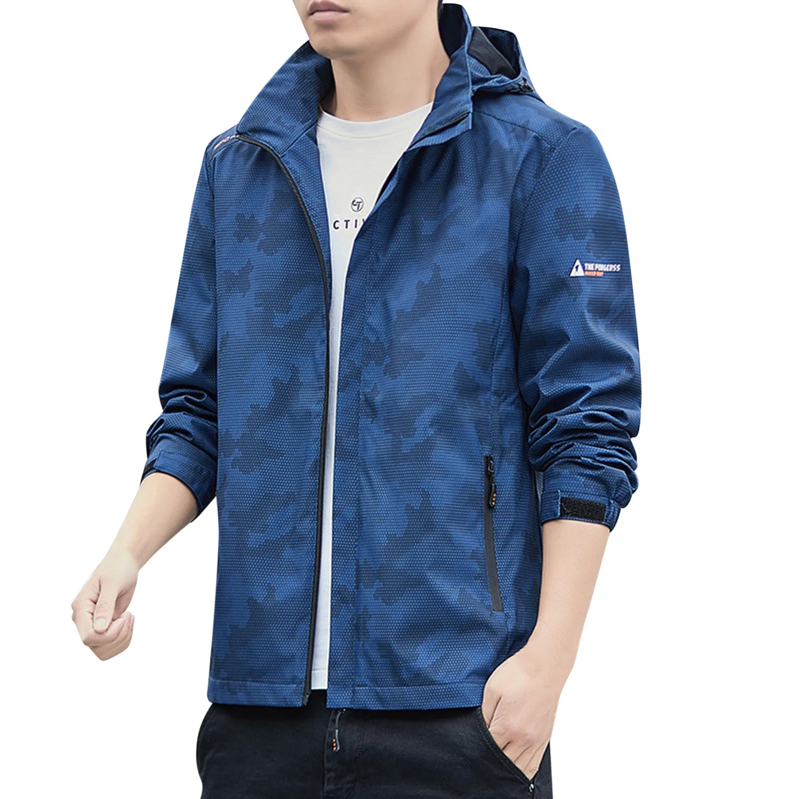 Мужская однотонная ветрозащитная повседневная спортивная Свободная куртка с