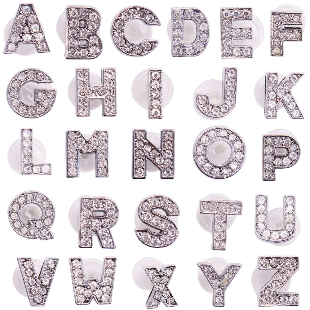

1Pcs A-Z Metal 26 English Letters Alphabet Sandals Shoes Decorations DIY Wristband Crocs Charms Jibz Kids Girls Party Gift