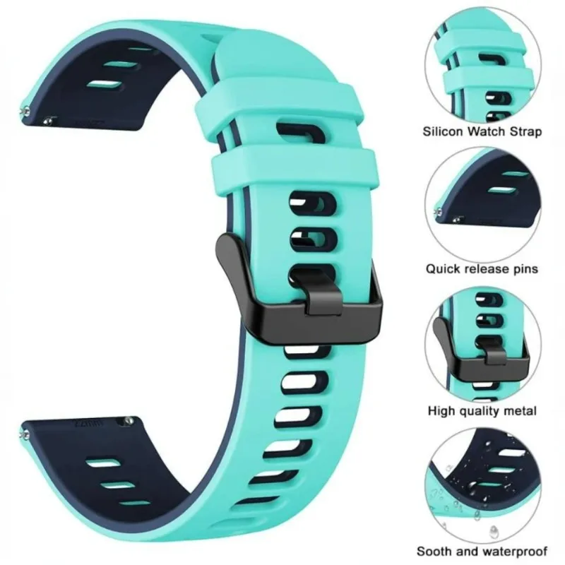 Фото Силиконовый ремешок 22/20 мм для Xiaomi Watch 5/S5, роскошный браслет для Realme Watch 5-S/OPPO Watch S-X3-X2, Garmin Forerunner 570 47 мм №1