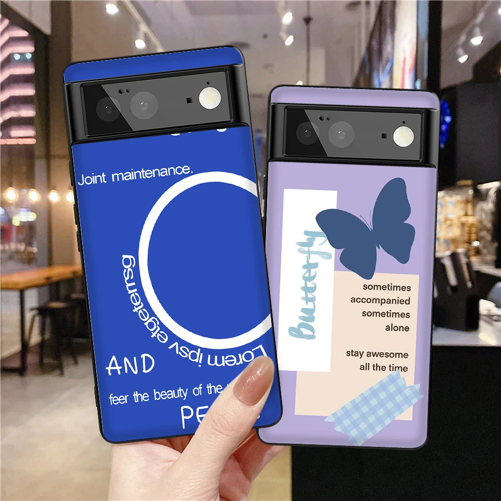 

Butterfly Text Labels Case for Google Pixel 7Pro 7 6a 6 6Pro 5 5a 5G 4XL 4 2 3XL 2XL 3 3a 3aXL 4a Soft Protection Shell Fundas