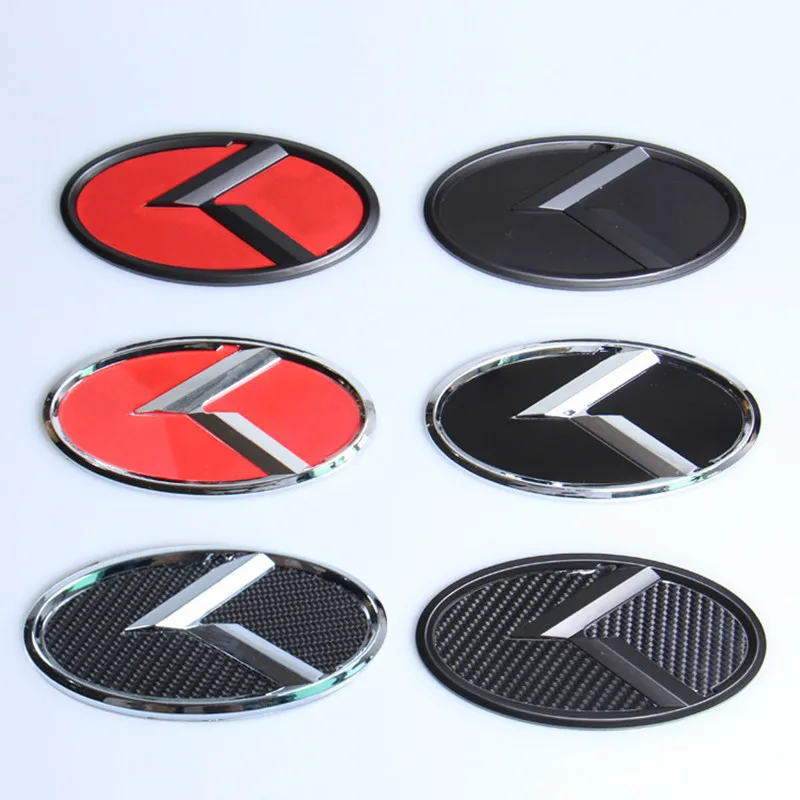 

11/13cm 3D K Logo Car Front Hood Rear Trunk Emblem Badge Stickers for Sportage Sorento Optima Forte Rio Stinger K5 1pcs