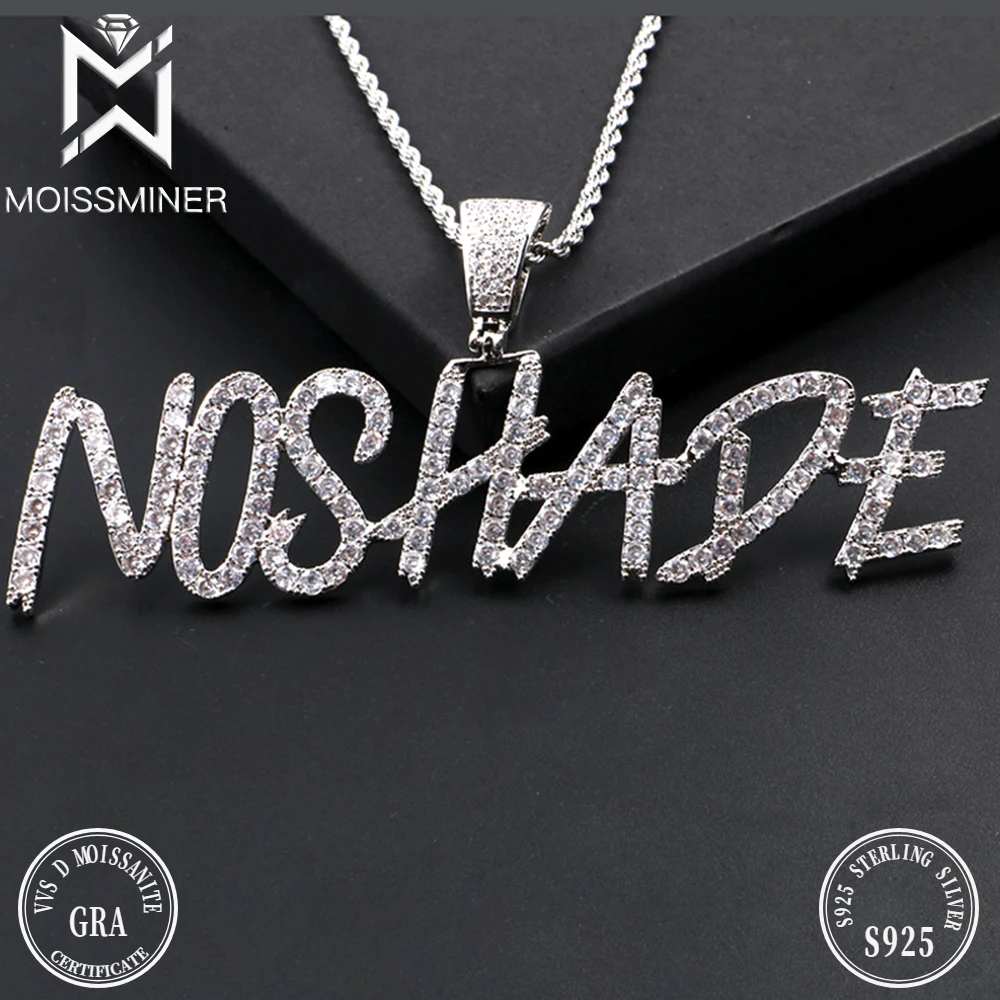 Custom Letters Moissanite Necklace For Men S925 Silver Real Diamond Customized Necklaces Women Jewelry Pass Tester