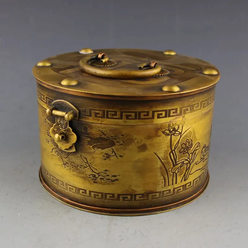 

China Elaborate Brass Sculpture“ Wisdom Beautiful Woman ”Box Metal Handicraft Iiving Room Decoration Home Gift