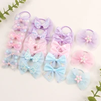 2pcsset girls bows hair ties elastic rubber band hair rope for baby headwear cute children rubber ropes kids hair accessories