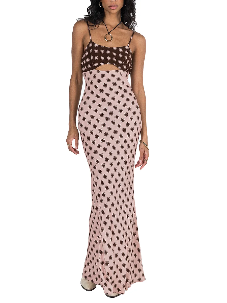 

Модное винтажное женское богемное длинное облегающее платье с открытой спиной лоскутное платье с принтом вырез без рукавов коктейльное платье на бретелях платья