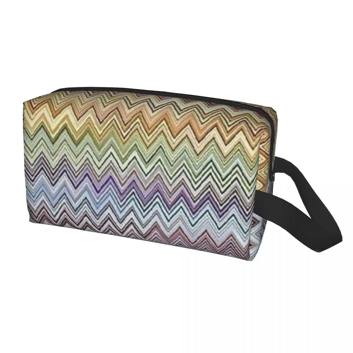 

Boho Chic Modern Zigzag Makeup Bag Women Travel Cosmetic Organizer Kawaii Geometric Multicolor Storage Toiletry Bags