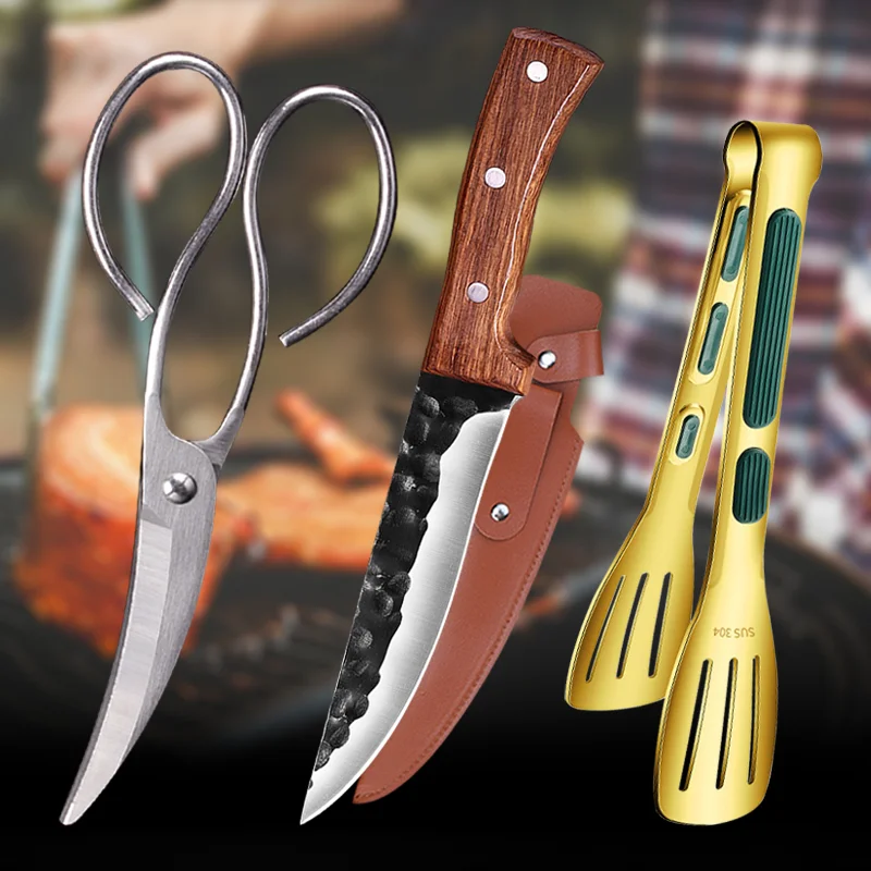 

Kitchen Knife Meat Knife Sharp Boning Knife Barbecue Knife 304 Stainless Steel Barbecue Clip Barbecue Vegetable Scissors