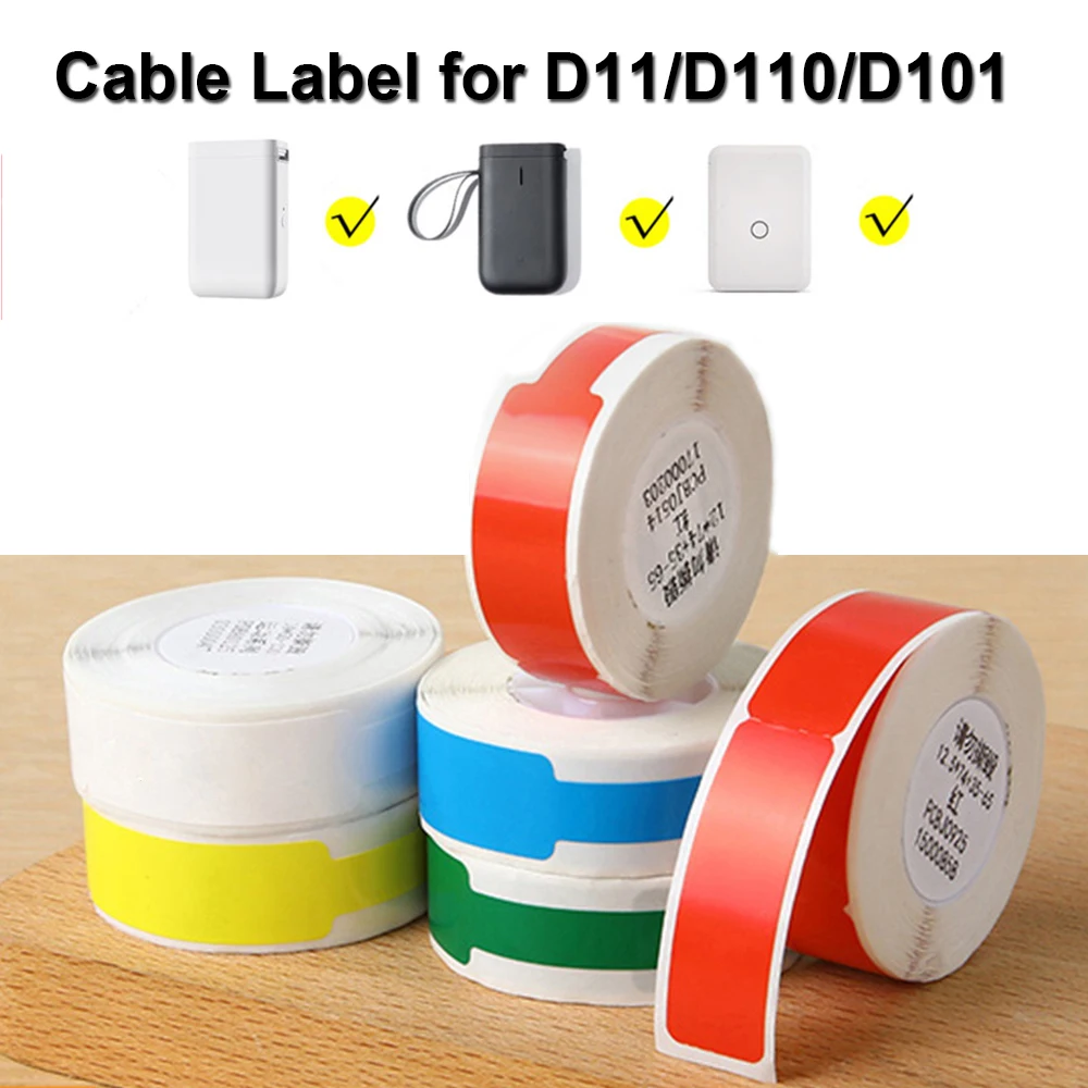 Niimbot D101 D11 D110 Máquina de Impressora de Etiquetas Etiqueta Cabo Bandeira Trança Cabo Rede Papel Etiqueta Térmica à Prova Impermeável Água 5rolls