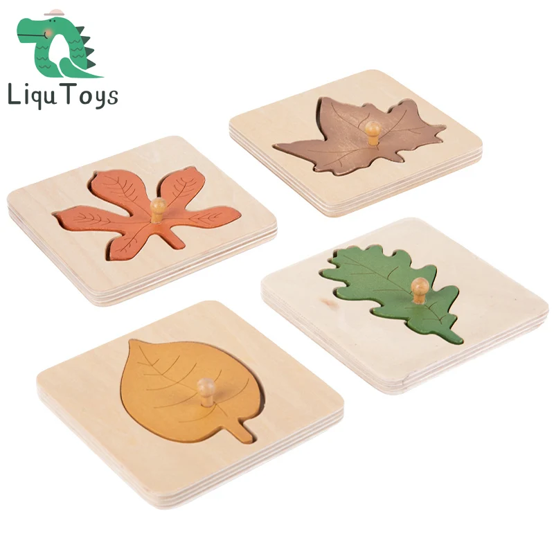 

LIQU Wooden Jigsaw Puzzles for Toddlers, Leaf Puzzle Montessori Toy,Preschool Early Educational Learning Puzzle