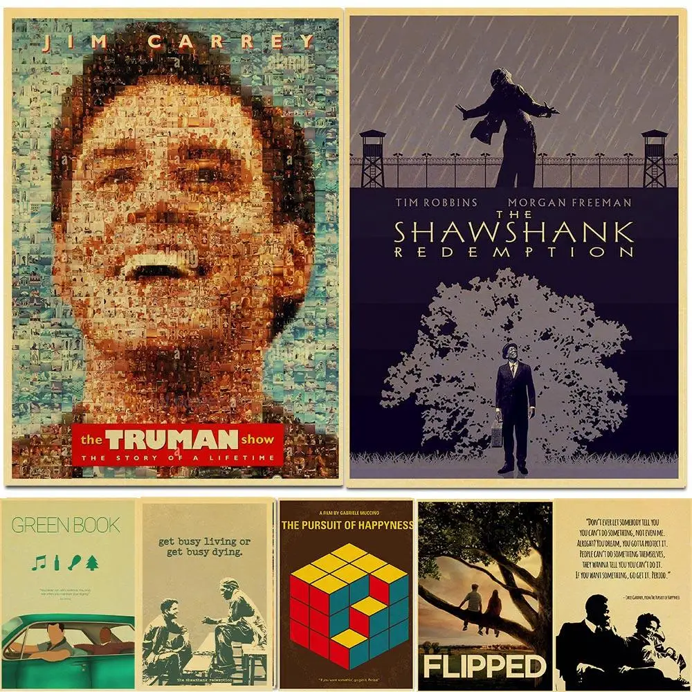 

Healing American Drama The truman Shoe/Green book/The Shawshank Redemption Retro Poster Kraft paper Sticker for Coffee Bar Decor