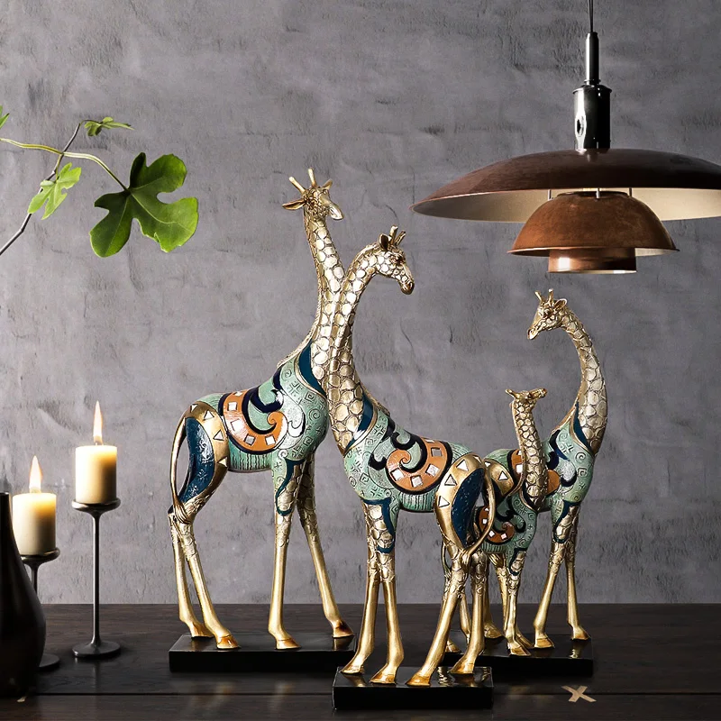 Figurita de jirafa trenzada de hierro, accesorios de decoración Vintage para el hogar, artesanías