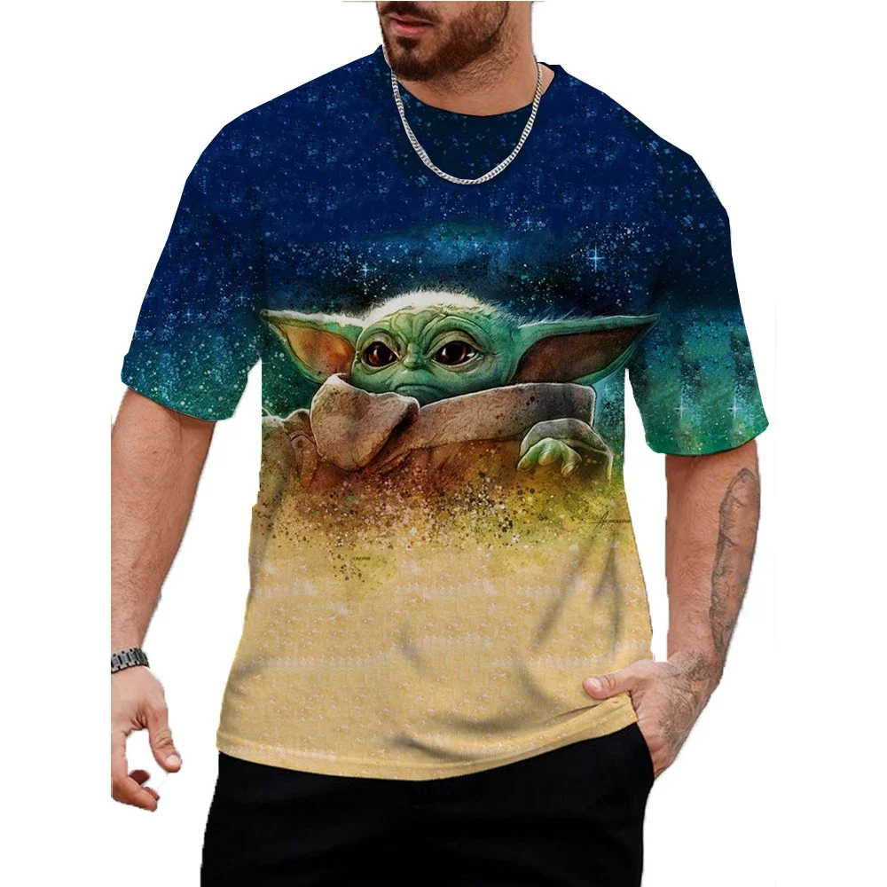 Футболка мужская с коротким рукавом свободная рубашка принтом Marvel Yoda топ для