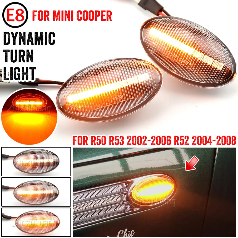 

2x Flowing Repeater Lamp Dynamic LED Turn Signal Side Marker Light For BMW MINI Cooper R50 R53 2002-2006 R52 2004-2008