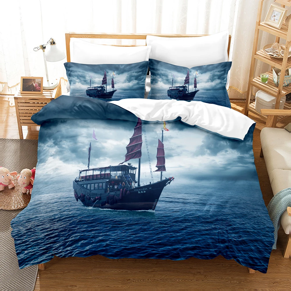 

Voyage To The Sea Bedding Set Sea Waves Duvet Cover Comfortable Bedspreads Queen King Size Bedroom Decor