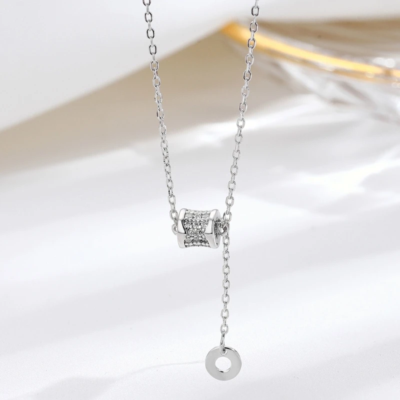 Женское колье с цилиндрическим кристаллом ANENJERY круглым кулоном и цепочкой