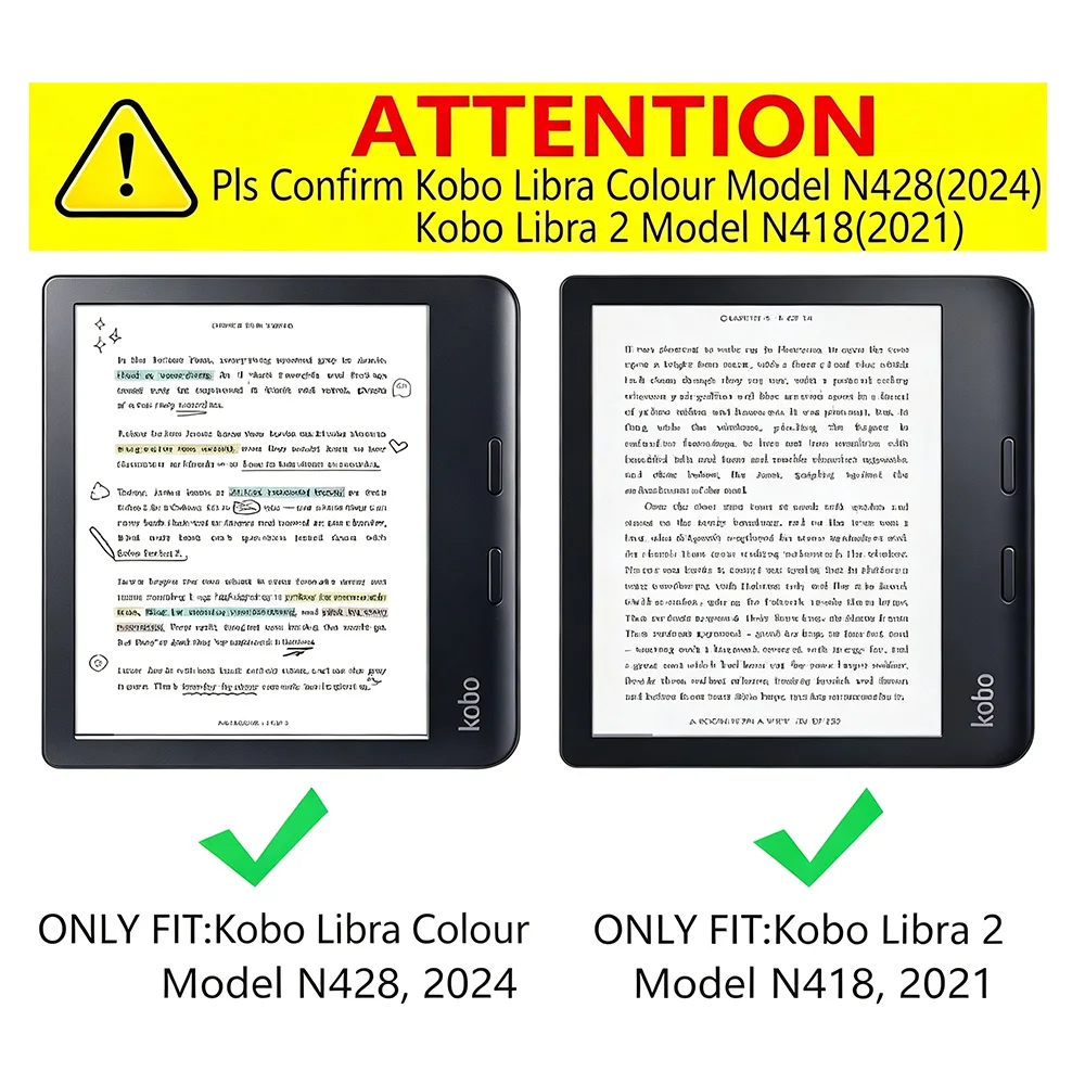 Фото Чехол для 7-дюймового Kobo Libra 2 (N418)/Color (N428), Y-образный складной чехол с несколькими режимами просмотра, прочный портативный защитный чехол с мягким корпусом из ТПУ №2
