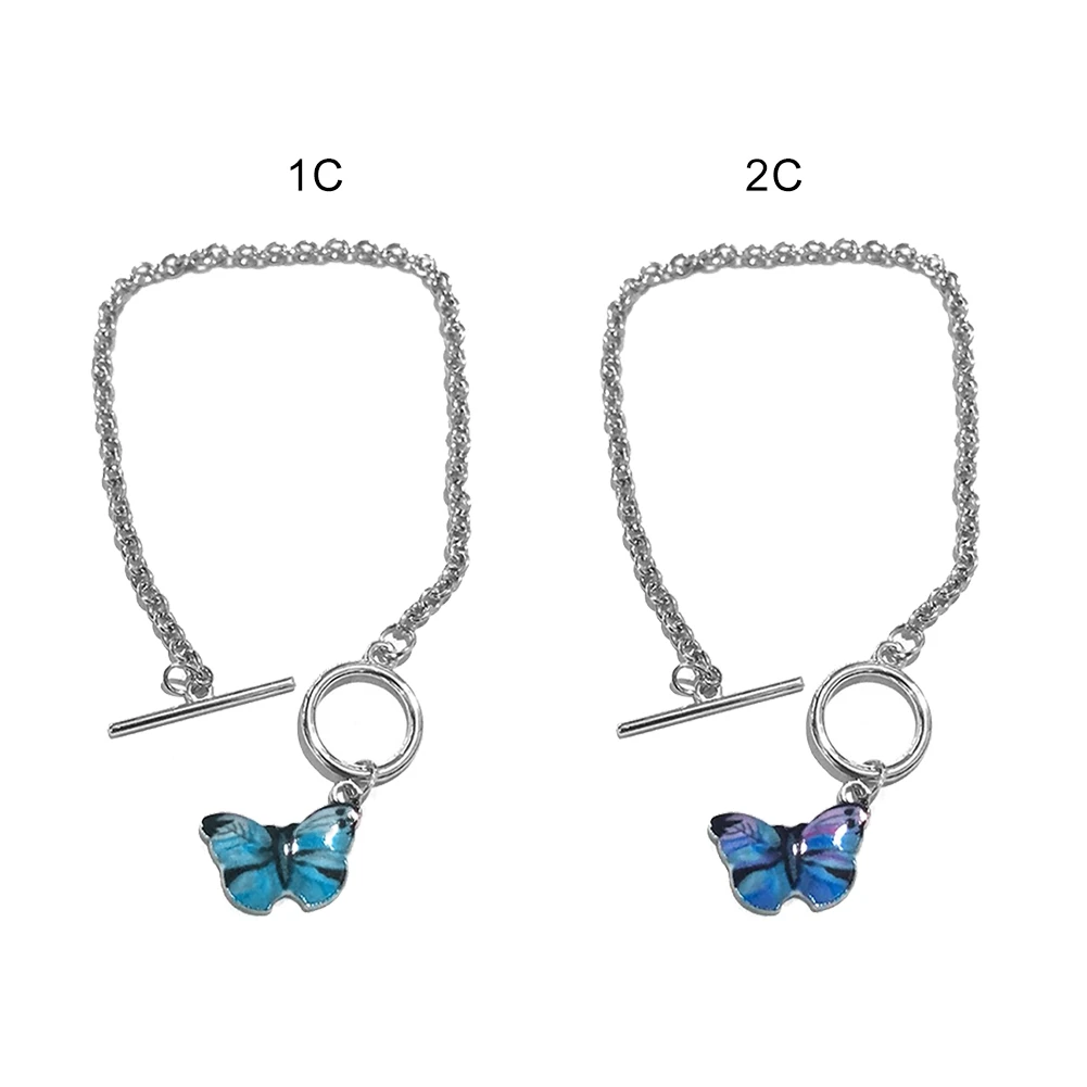 Синий браслеты с бабочками кулон широкое кольцо на цепочке геометрическим