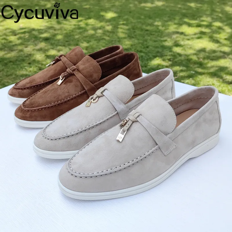 

Quality Kidsuede Lock Fringe Decor Flat Shoes Women Spring Popular Women Loafers Summer Walk Ballet Flats Casual Shoes Women