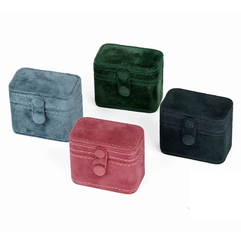 2Pcs  New Mini Clip Jewelry Box High-end Beaded Velvet Travel Portable Jewelry Storage Bag Bracelet Earring Jewelry Storage