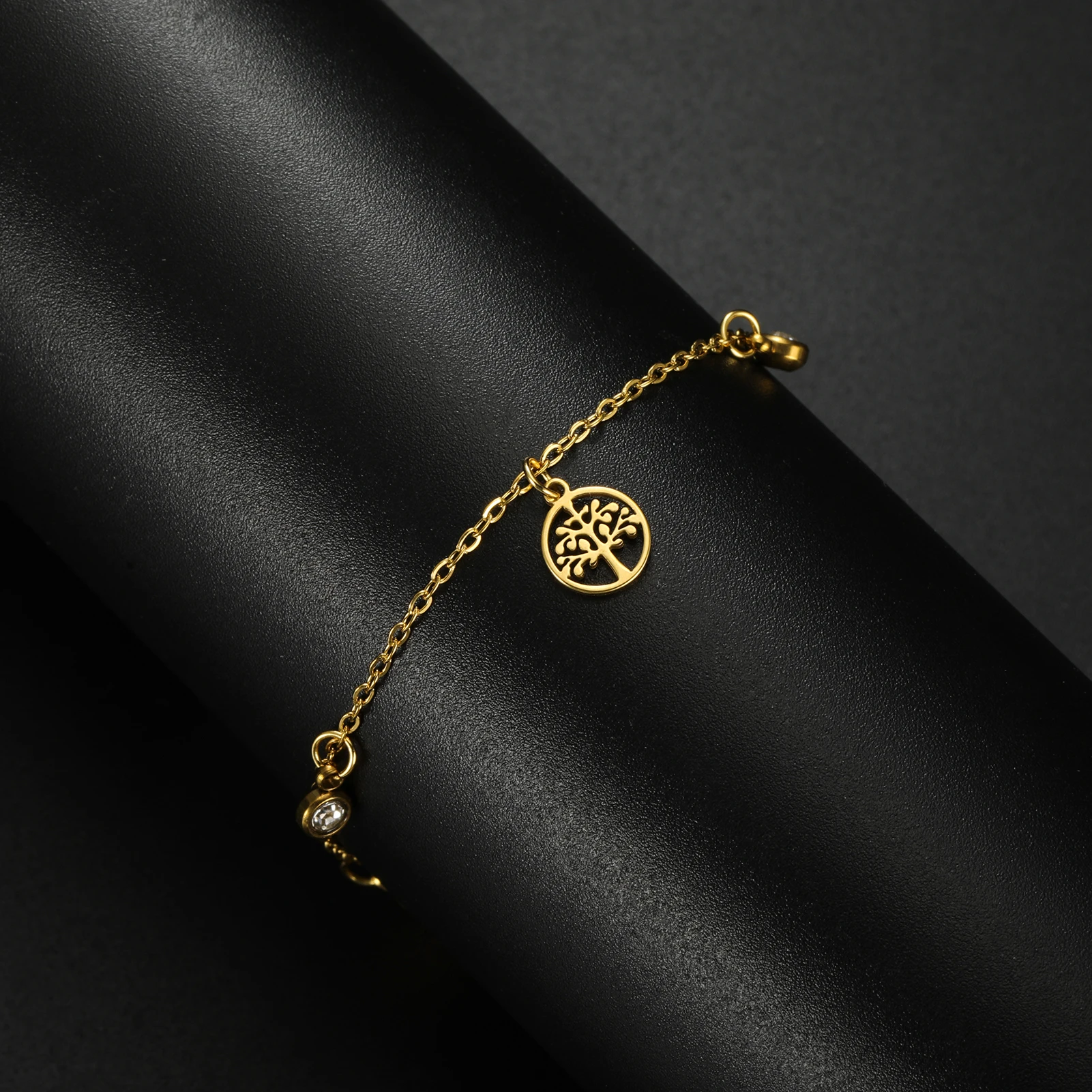 Древо Жизни Стразы Шарм Браслет Из Нержавеющей Стали Ювелирные Изделия Винтаж