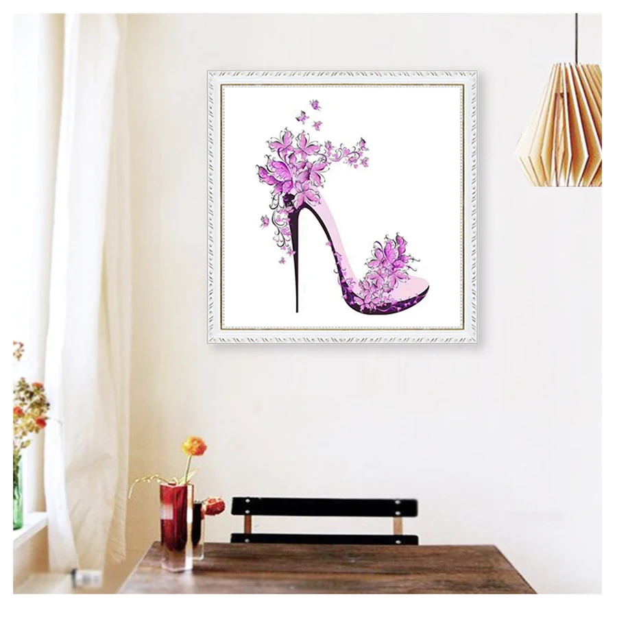 

Алмазная мозаика в виде бабочки 5D «сделай сам», картина из мультфильмов стразы на высоких каблуках, украшение для дома, полноразмерная карт...