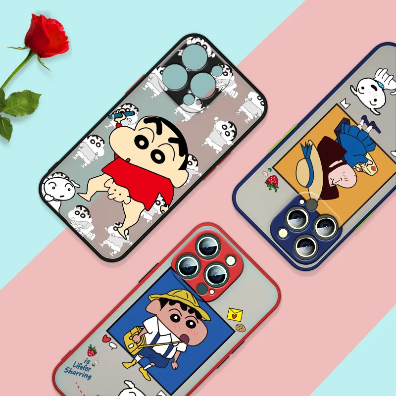 Crayon Shin-chan аниме для Apple iPhone 13 12 11 Mini 7 6 X XR XS Pro Max Plus матовый полупрозрачный чехол