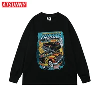 atsunny flame car print hip hop hoodie oversize harajuku retro gothic hoodies pullover streetwear autumn and winter clothes tops