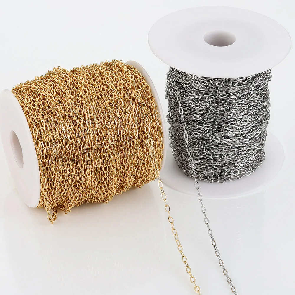 2 M/Roll Stainless Steel Chains for DIY Neckalce Jewelry Making Component Bulk Cable Link Chain Handmade Bracelet Accessories