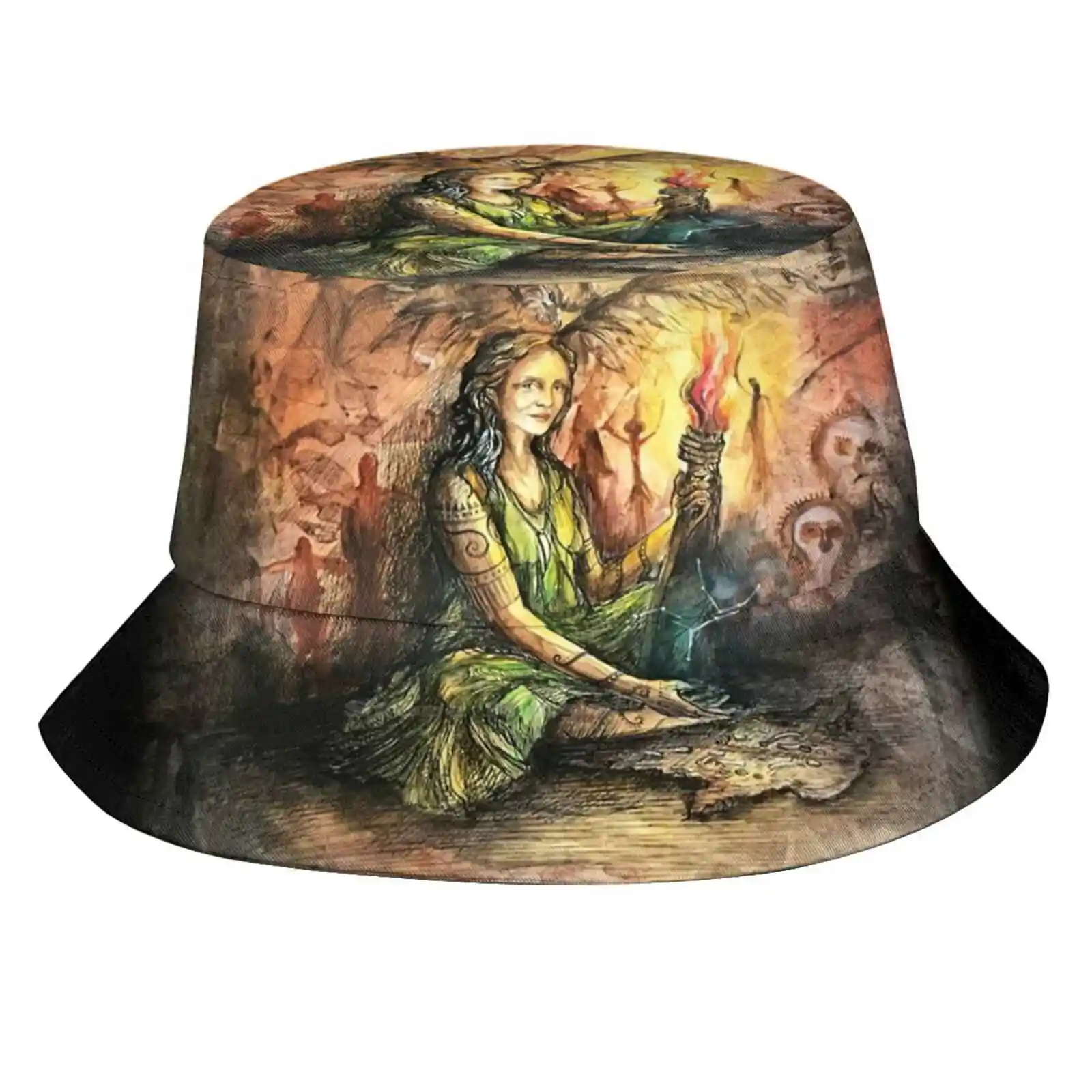 

Панама с принтом Hermit, шляпа от солнца, шляпа Hermit Bonestone Earthflesh Tarot Deck Tarot Art Fantasy Art, языческая волшебная шляпа