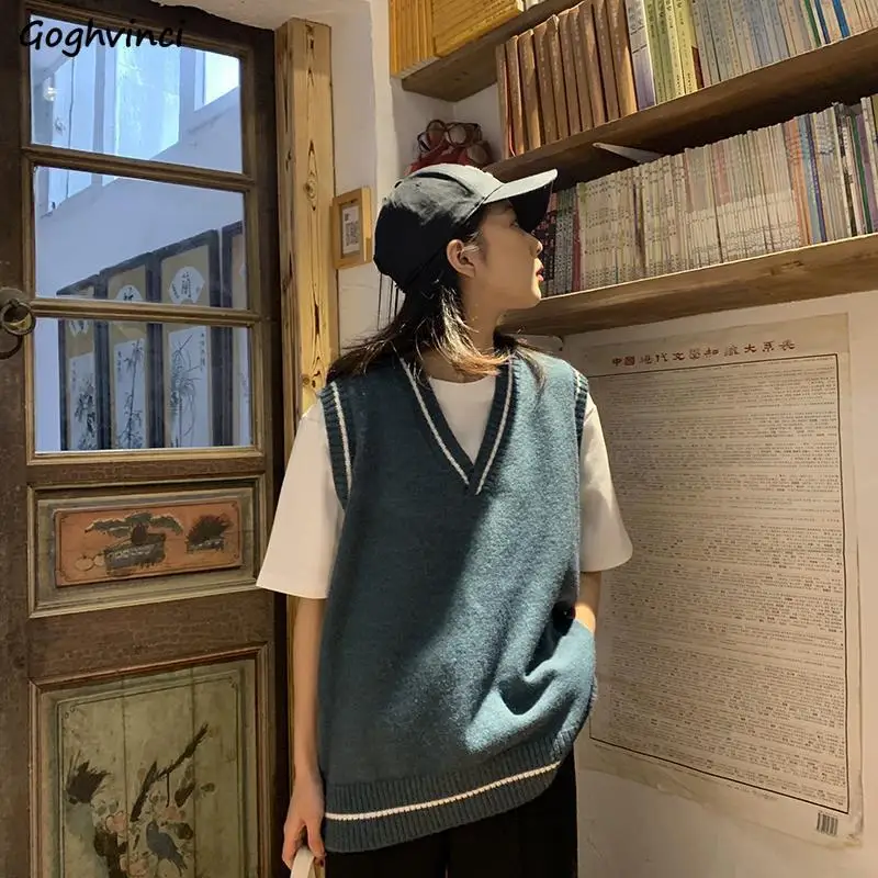

Sweater Vest Women Solid Hot Sale 2XL Autumn-winter New Korean-style Casual Loose Womens Outwears Sweaters Ins Stylish Fashion