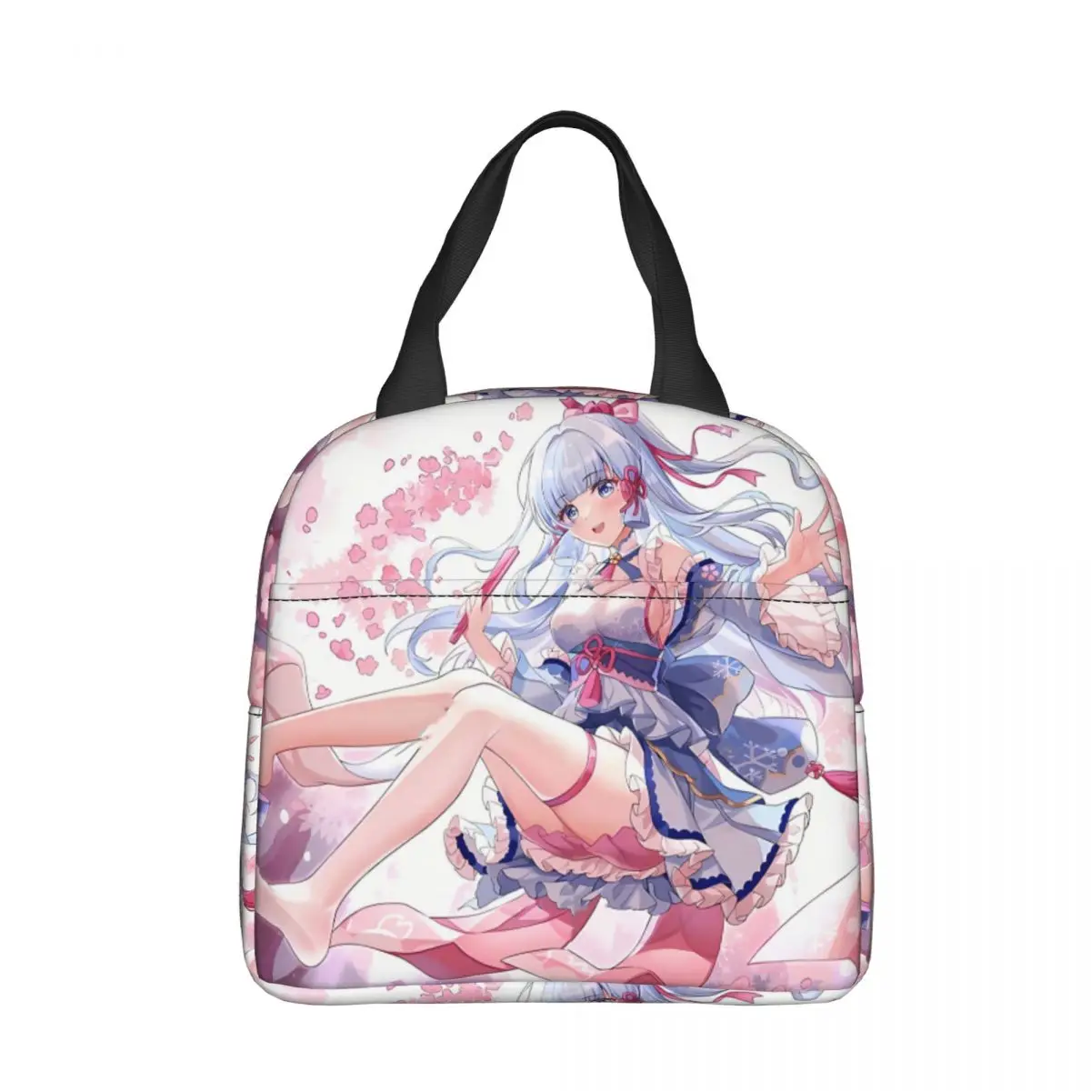 

Pink Kamisato Ayaka Pattern Cooler Lunch BoxGame Genshin Impact Mountaineering Thermal Insulation Portable Food Bag