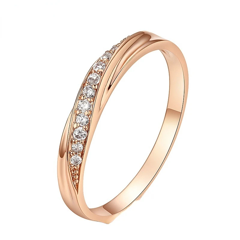 

Rings For Women Female Engagement Wedding Promise Women' Ring Fashion Jewellry Simple Rose Gold Cubic Zirconia Jewelry