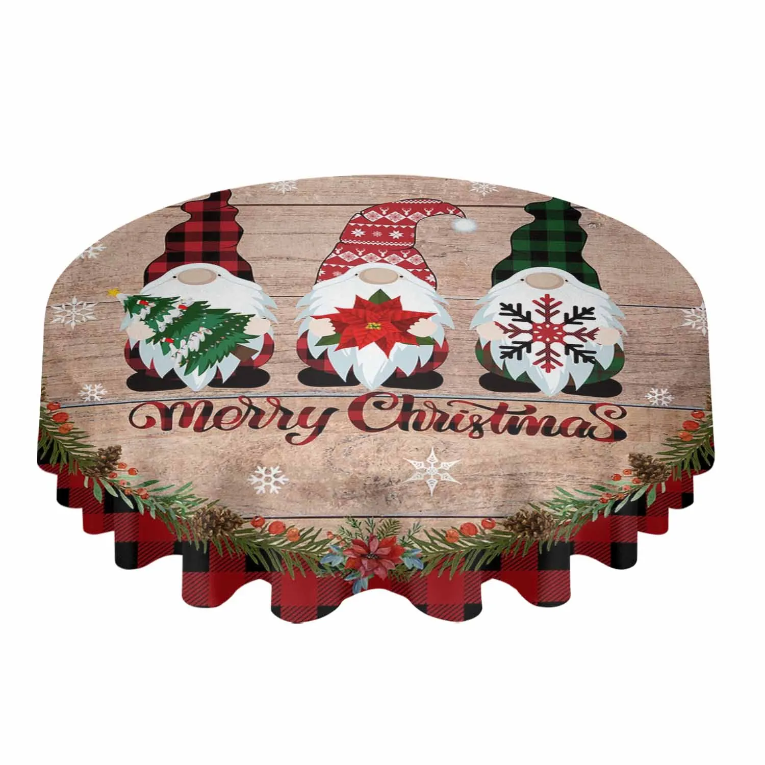 

Рождественская круглая скатерть из гнома под дерево, водонепроницаемая Свадебная Декоративная скатерть для стола, Декоративная скатерть для рождественской вечеринки