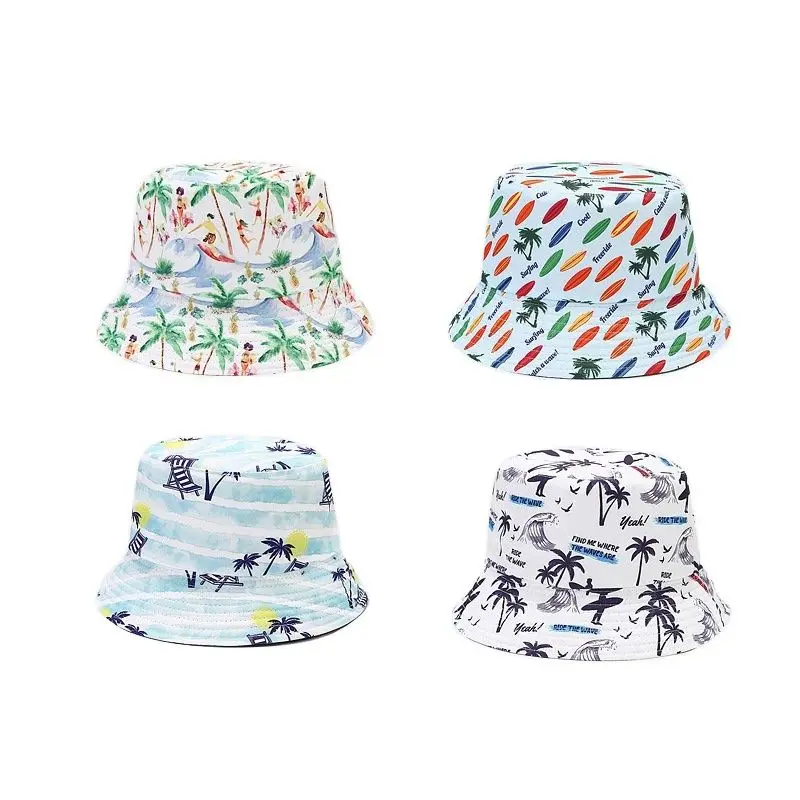 

Панама из хлопка с мультяшным принтом дерева, шляпа рыбака, уличная дорожная шляпа от солнца для мужчин и женщин, 148