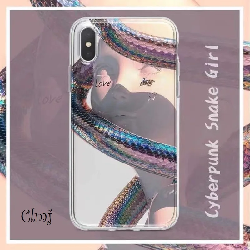 

Clmj Cyberpunk Snake Girl Phone Case For iPhone 14 Plus 11 12 Mini 13 Pro XR XS X For Samsung Galaxy F52 S21 S22 Silicone Cover