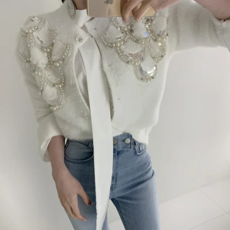 Свитера Neploe с яркими блестками и круглым вырезом Осень-зима 2024 женские топы Y2k