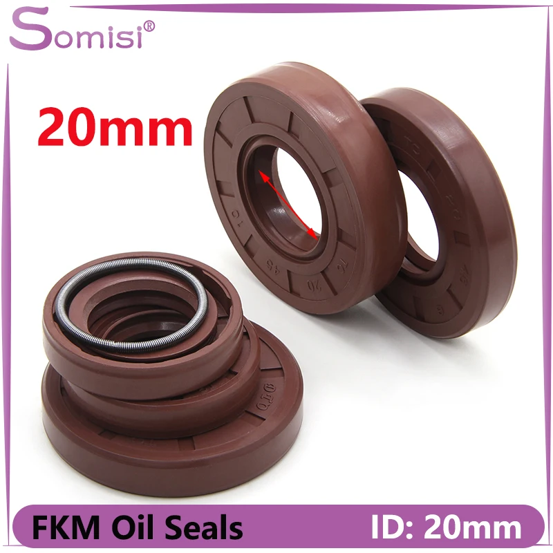 

ID 20mm FKM Oil Seal TC-20*27/28/30/32/34/35/38/40/42/45/47/50/52*5/7/8/10mm Fluorine Rubber Cover Double Lip Seals Rings Gasket
