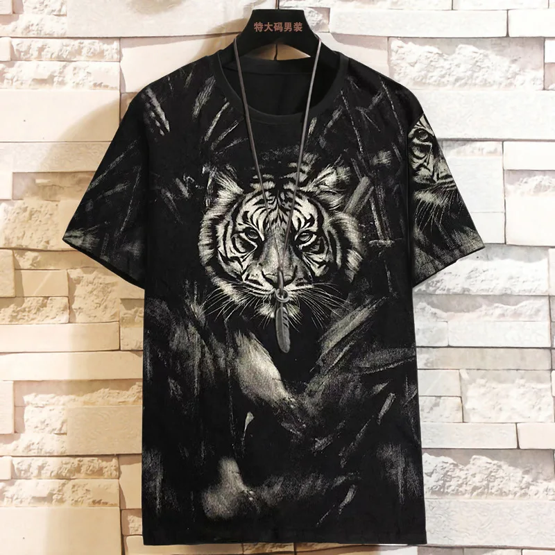 

Футболка мужская летняя с принтом тигра, топ с коротким рукавом, в стиле хип-хоп, стандартный размер d