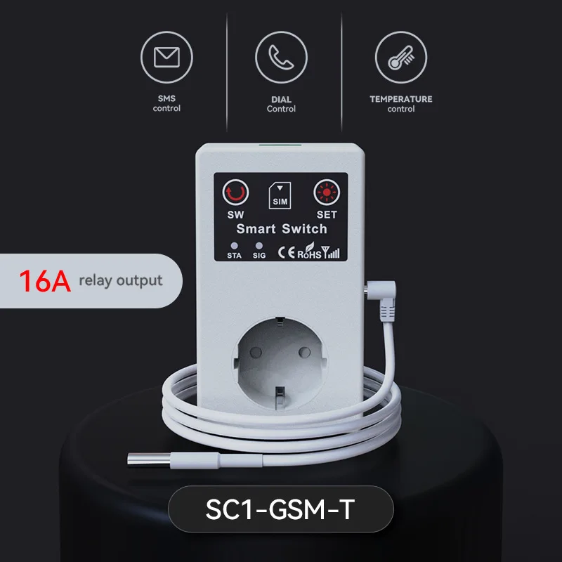 Смарт-розетка SC1 16 А 2G GSM с датчиком |