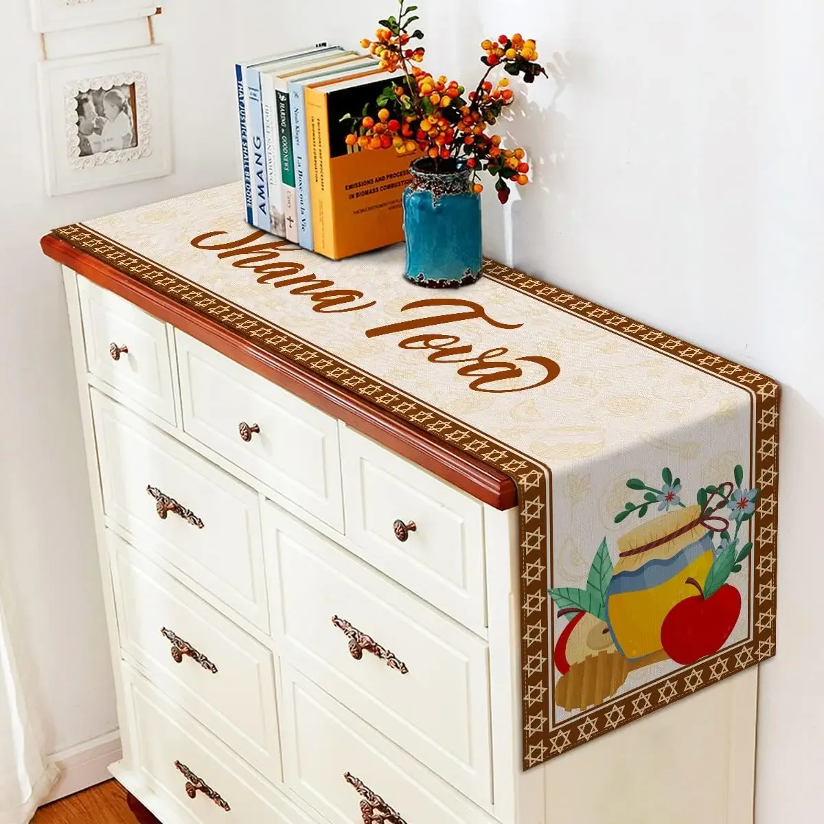 Шана Тува льняная дорожка для стола декор кухонного обеденного Рош Хашань