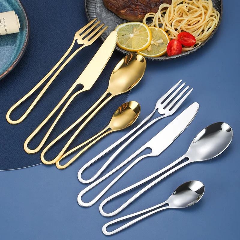 

Creative Western Dinnerware Sets Stainless Steel Fork Knife Spoon Cutlery Kit Tableware Set Flatware Set Silverware Set