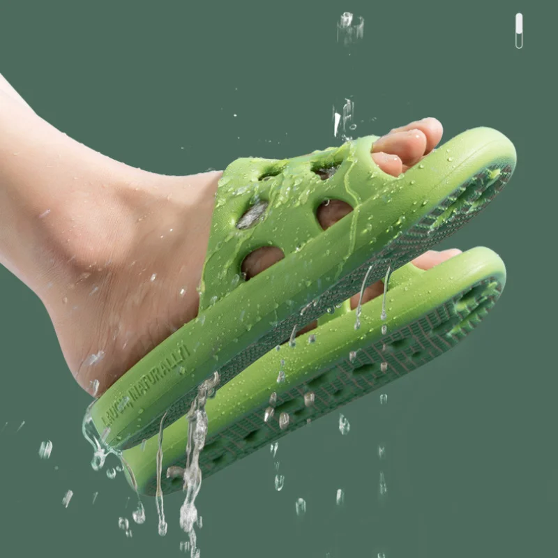 

Bathroom Shower Slippers Hollow Out Women Men Slides Summer Shoes Soft Anti-Slip Flip Flops Indoor Outdoor Sandals Couple